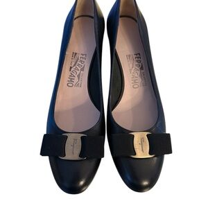 Salvatore Ferragamo Black Flats with Bow Detail. Authentic